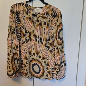 ba&sh Women's Top - Pink, Black, Gold Pattern